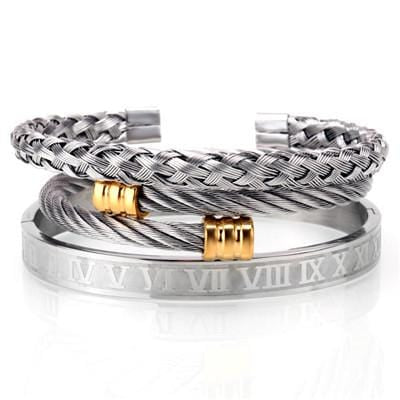 Lots de Bracelet Jonc Homme Luxueux en Acier-Mon Bracelet Homme
