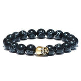Bracelet Tête De Mort Homme en Pierres Noires-Mon Bracelet Homme