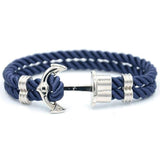 Bracelet Ancre Argentée MBH en Nylon Bleu pour Homme - Mon Bracelet Homme