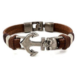 Bracelet Ancre Crâne en Cuir - Mon Bracelet Homme