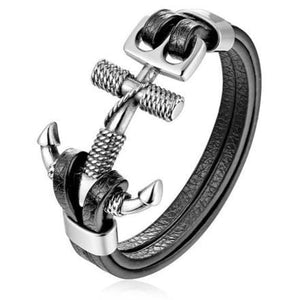Bracelet Ancre Homme Cordage Marin en Cuir - Mon Bracelet Homme
