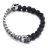 Bracelet Chaîne Crâne Pierre en Acier - Mon Bracelet Homme