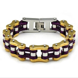 Bracelet Chaîne de Moto Doré et Noir en Acier - Mon Bracelet Homme