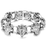 Bracelet Chaîne de Moto Lion Argenté en Acier - Mon Bracelet Homme