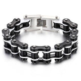 Bracelet Chaîne de Moto Noir et Blanc en Acier - Mon Bracelet Homme