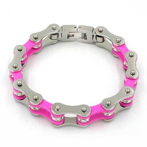Bracelet Chaîne de Moto Rose en Acier - Mon Bracelet Homme