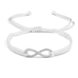 Bracelet Cordon Blanc Réglable avec Symbole Infini Argenté - Mon Bracelet Homme
