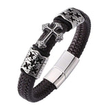 Bracelet Croix Homme Métal et Cuir - Mon Bracelet Homme