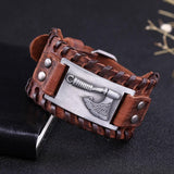 Bracelet de Force Homme Hache Viking en Cuir - Mon Bracelet Homme