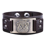 Bracelet de Force Navire Viking en Cuir - Mon Bracelet Homme