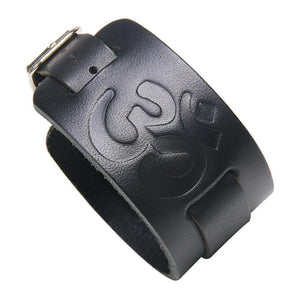 Bracelet de Force symbole "Om" en Cuir - Mon Bracelet Homme