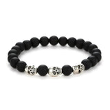 Bracelet Élastique avec Tête de Mort en Pierre - Mon Bracelet Homme