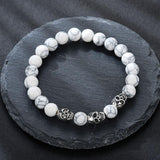 Bracelet Élastique avec Tête de Mort en Pierre - Mon Bracelet Homme