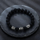 Bracelet Élastique avec Tête de Mort en Pierre - Mon Bracelet Homme