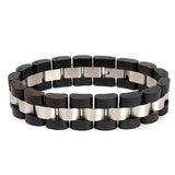 Bracelet en Bois de Couleur Noire et Argentée pour Homme - Mon Bracelet Homme
