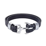 Bracelet en Cuir avec Ancre Or - Mon Bracelet Homme