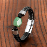 Bracelet En Cuir Avec Pierre De Jade Truett pour Homme - Mon Bracelet Homme