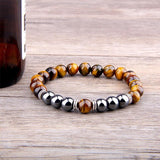 Bracelet Homme Oeil de Tigre et Hématite en Perle - Mon Bracelet Homme
