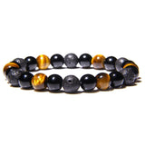 Bracelet Homme Oeil de Tigre, Onyx et Pierre de Lave en Perle - Mon Bracelet Homme