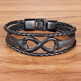 Bracelet Infini Avec Deux Lanières Tressées Pour Homme en Cuir - Mon Bracelet Homme