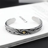 Bracelet Jonc Homme Plume Argentée en Acier - Mon Bracelet Homme