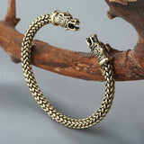 Bracelet Jonc Viking avec Têtes de Dragon en Acier - Mon Bracelet Homme