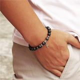Bracelet Labradorite Croix pour Homme en Perles - Mon Bracelet Homme