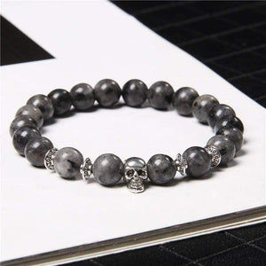 Bracelet Labradorite Tête De Mort pour Homme en Perles - Mon Bracelet Homme