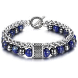 Bracelet Lapis Lazuli en Hématite et en Acier Homme (Perle) - Mon Bracelet Homme