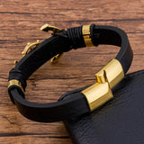 Bracelet Marin Ancre Couleur Or en Cuir - Mon Bracelet Homme