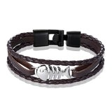 Bracelet Marin Arête de Poisson en Cuir - Mon Bracelet Homme