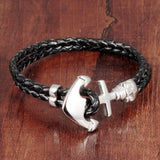 Bracelet Marin avec Ancre et Crâne en Cuir - Mon Bracelet Homme