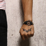 Bracelet Marin avec Gouvernail en Cuir - Mon Bracelet Homme