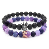 Bracelet Perle Couple avec Couronne en Pierre - Mon Bracelet Homme