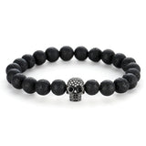 Bracelet Perle Volcanique et Tête de mort en Pierre - Mon Bracelet Homme