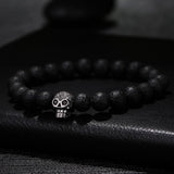 Bracelet Perle Volcanique et Tête de mort en Pierre - Mon Bracelet Homme