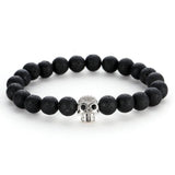 Bracelet Perle Volcanique et Tête de mort en Pierre - Mon Bracelet Homme