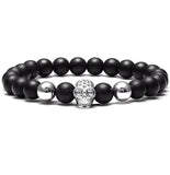 Bracelet Perles Homme Noires Crâne en Pierre - Mon Bracelet Homme