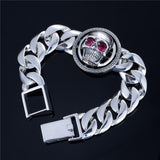 Bracelet Chic Argent Tête De Mort Strass | Mon Bracelet Homme