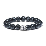 Bracelet Tête De Mort Homme en Pierres Noires-Mon Bracelet Homme