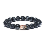 Bracelet Tête De Mort Homme en Pierres Noires-Mon Bracelet Homme